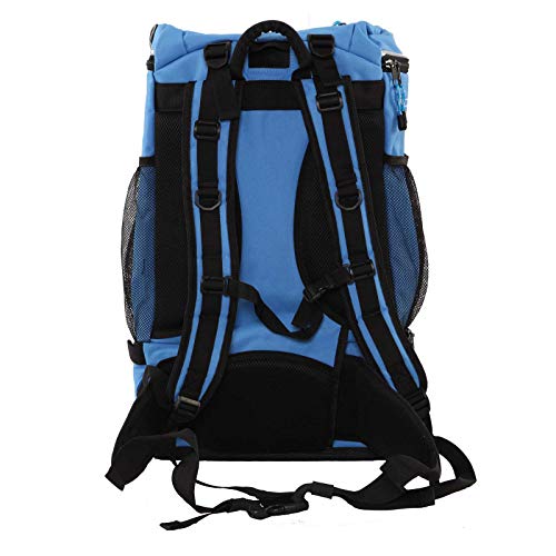 ZAOSU Mochila para triatlón y natación, 45 litros, con compartimento para ropa de natación después de la competición o entrenamiento, color azul neón