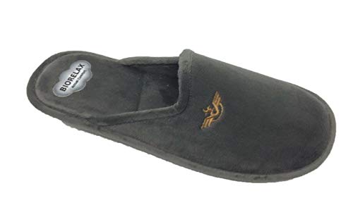 Zapatilla de Estar por casa/Biorelax/Hombre/Mod. Gris Liso/Empeine Suapel/Suela de Goma Antideslizante/Cámara de Aire/Talla 41