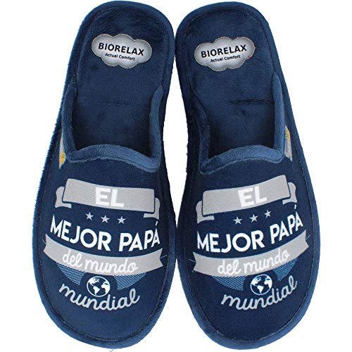 Zapatillas Biorelax Hombre El Mejor papá del Mundo Mundial - Marino, 42