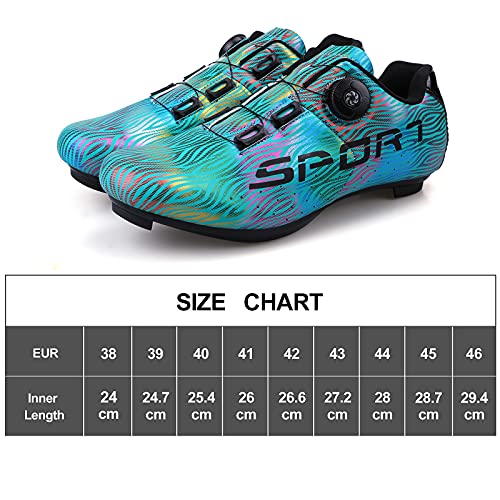 Zapatillas Ciclismo Carretera Hombre Mujere Zapatillas MTB Adulto Cycling Shoes Talla 46 Color Azul Hebilla De Zapato Giratoria Respirable Calzado Ciclismo con Caja De Zapatos