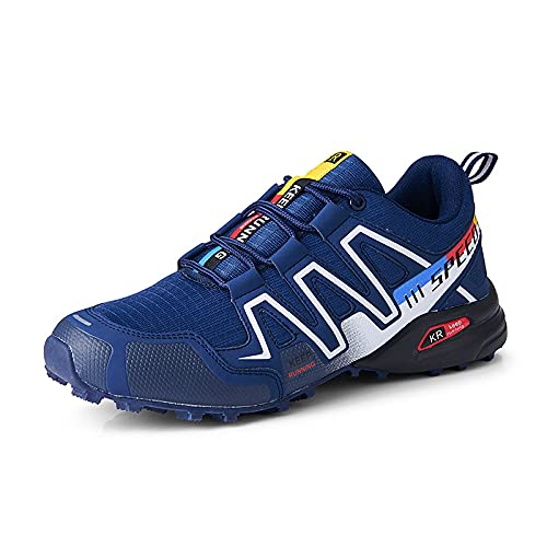 Zapatillas ciclismo hombre,Zapatillas de bicicleta de carretera Zapatillas de bicicleta de montaña Zapatillas MTB Zapatillas de ciclismo reflectantes Zapatillas de carreras de triatlón,bluecolor-47EU