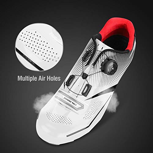 Zapatillas de Bicicleta para Hombre, Zapatillas Antideslizantes para Bicicletas(44-Blanco)