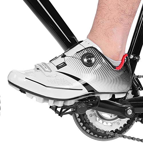 Zapatillas de Bicicleta para Hombre, Zapatillas Antideslizantes para Bicicletas(44-Blanco)