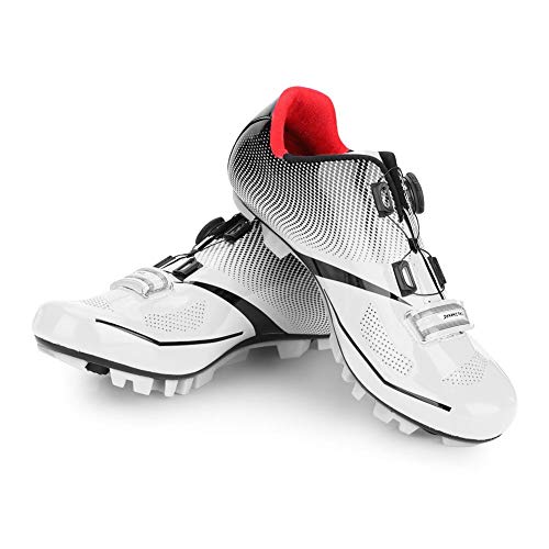 Zapatillas de Bicicleta para Hombre, Zapatillas Antideslizantes para Bicicletas(44-Blanco)