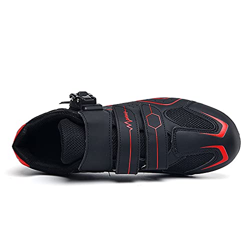 Zapatillas de Ciclismo Hombre Zapatos de Bicicleta Carretera Mujer Ciclismo de Interior Peloton Compatible con Tacos SPD y Look Delta Black Red 230