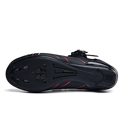 Zapatillas de Ciclismo Hombre Zapatos de Bicicleta Carretera Mujer Ciclismo de Interior Peloton Compatible con Tacos SPD y Look Delta Black Red 230