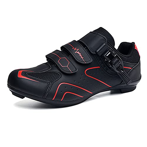 Zapatillas de Ciclismo Hombre Zapatos de Bicicleta Carretera Mujer Ciclismo de Interior Peloton Compatible con Tacos SPD y Look Delta Black Red 230