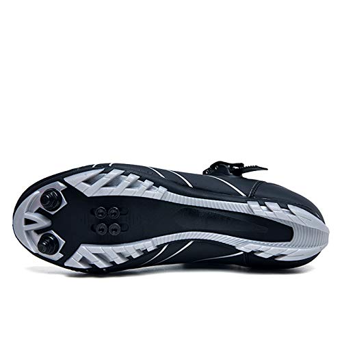 Zapatillas de Ciclismo MTB para Hombres Mujer Zapatillas Ciclismo Carretera Zapatillas de Bicicleta Antideslizantes Respirables Zapatillas de Ciclismo Montaña A Negro Gris 42 EU