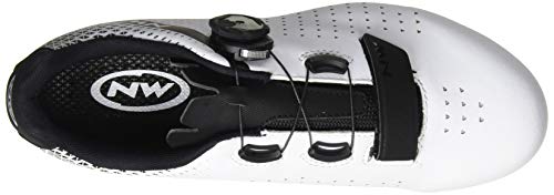 Zapatillas de Ciclismo para Carretera Core Plus 2 - Color Blanco/Negro - Sin Costuras en el Empeine - Cierre Rápido - Talla 43 - Zapatillas para Bicicleta Northwave