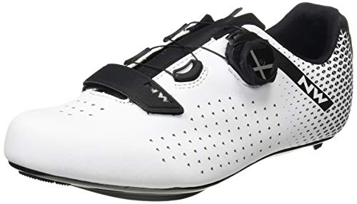 Zapatillas de Ciclismo para Carretera Core Plus 2 - Color Blanco/Negro - Sin Costuras en el Empeine - Cierre Rápido - Talla 43 - Zapatillas para Bicicleta Northwave