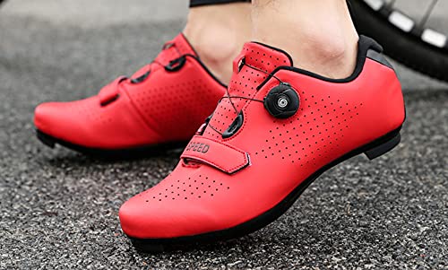 Zapatillas de Ciclismo para Hombre Mujer Bloqueo para Bicicleta de Carretera y montaña Antideslizantes Zapatilas de Pelotón Compatibles con SPD y Delta Transpirable, Suela de Nailon y Goma