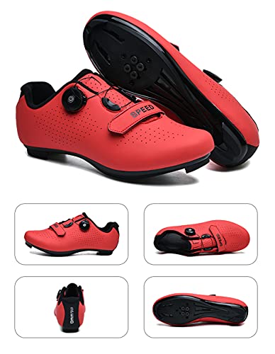 Zapatillas de Ciclismo para Hombre Mujer Bloqueo para Bicicleta de Carretera y montaña Antideslizantes Zapatilas de Pelotón Compatibles con SPD y Delta Transpirable, Suela de Nailon y Goma