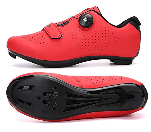 Zapatillas de Ciclismo para Hombre Mujer Bloqueo para Bicicleta de Carretera y montaña Antideslizantes Zapatilas de Pelotón Compatibles con SPD y Delta Transpirable, Suela de Nailon y Goma