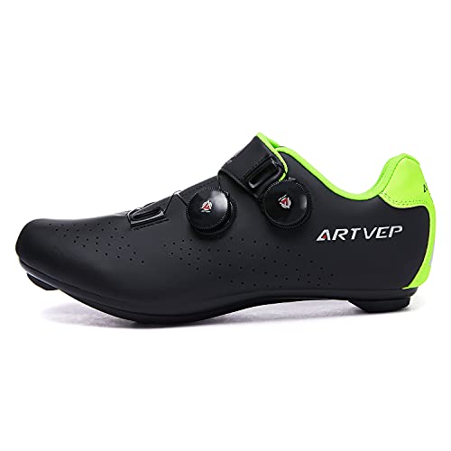 Zapatillas de Ciclismo para Hombre Zapatillas de Bicicleta de Carretera para Mujer compatibles con Look SPD SPD-SL Delta Cleats Zapatillas de Spinning para Interiores Exteriores Negro260