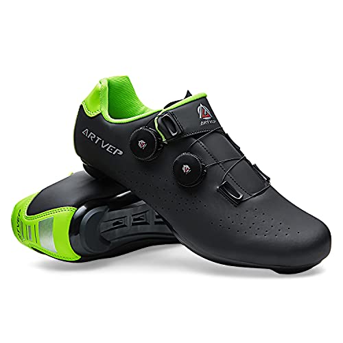 Zapatillas de Ciclismo para Hombre Zapatillas de Bicicleta de Carretera para Mujer compatibles con Look SPD SPD-SL Delta Cleats Zapatillas de Spinning para Interiores Exteriores Negro260