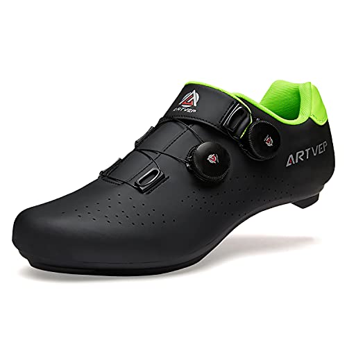 Zapatillas de Ciclismo para Hombre Zapatillas de Bicicleta de Carretera para Mujer compatibles con Look SPD SPD-SL Delta Cleats Zapatillas de Spinning para Interiores Exteriores Negro260