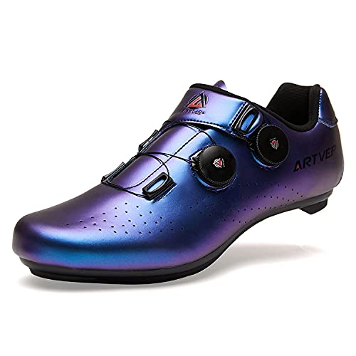 Zapatillas de Ciclismo para Hombre Zapatillas de Bicicleta de Carretera para Mujer compatibles con Look SPD SPD-SL Delta Cleats Zapatillas de Spinning para Interiores Exteriores Azul255