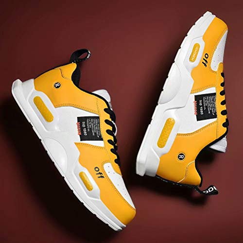 Zapatillas de Deporte de Moda para Hombre Zapatos cálidos de Invierno Botas de Nieve Zapato Deportivo para Caminar Informal, A-Yellow, EU43