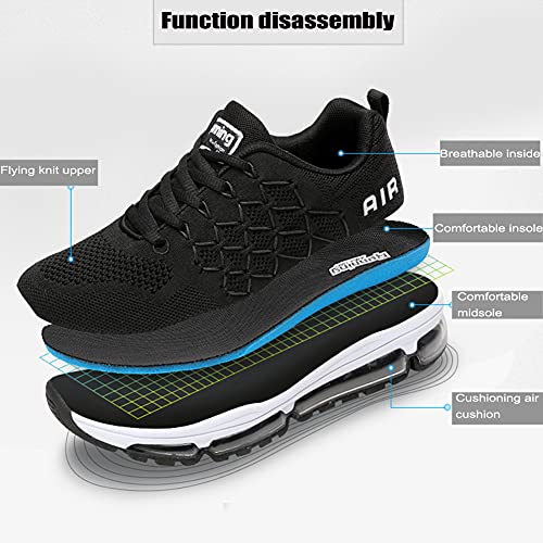 Zapatillas de Deporte Hombre Mujer Zapatos para Correr Aire Zapatillas de Running para Respirable Cómoda Gimnasio Zapatillas Casual Outdoor Calzado Asfalto Sneakers 877black39