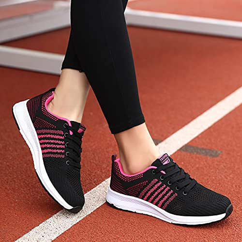 Zapatillas de deporte para mujer, para correr, escalada, transpirables, zapatillas de fútbol, para exteriores, para correr, ciclismo, con cordones, zapatillas de fitness, correr, tenis, Rosa., 39 EU