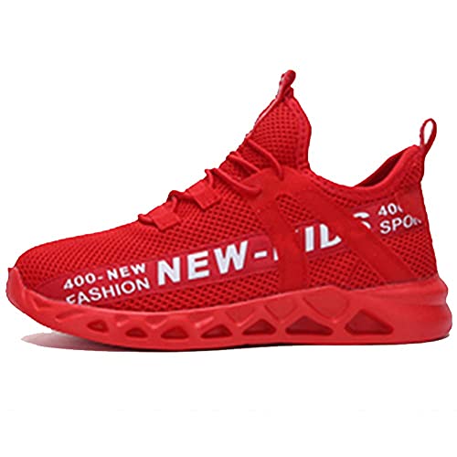 Zapatillas de Deporte Portátil para Niños Zapatos Deportivos de Moda para Chico Zapatilla de Senderismo Transpirable Calzado Deportivo para Niños Rojo,35 EU