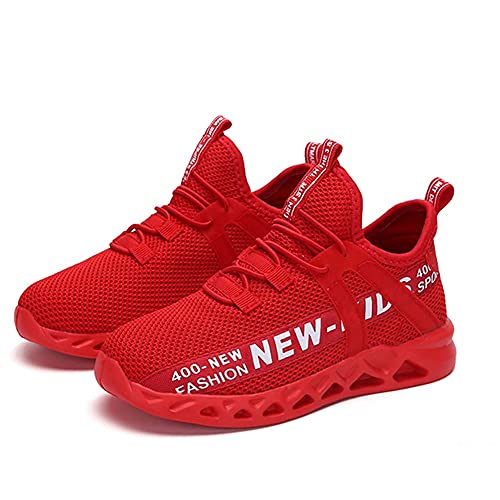 Zapatillas de Deporte Portátil para Niños Zapatos Deportivos de Moda para Chico Zapatilla de Senderismo Transpirable Calzado Deportivo para Niños Rojo,35 EU