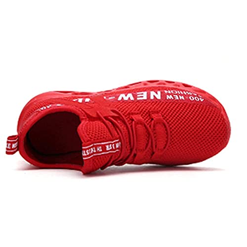 Zapatillas de Deporte Portátil para Niños Zapatos Deportivos de Moda para Chico Zapatilla de Senderismo Transpirable Calzado Deportivo para Niños Rojo,35 EU