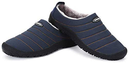 Zapatillas de Estar por Casa Mujer Hombre, Invierno Zapatos de Casa con Forro de Cálido - Cálidas y Cómodas - con Suela Antideslizante para Exterior e Interior,Azul 45