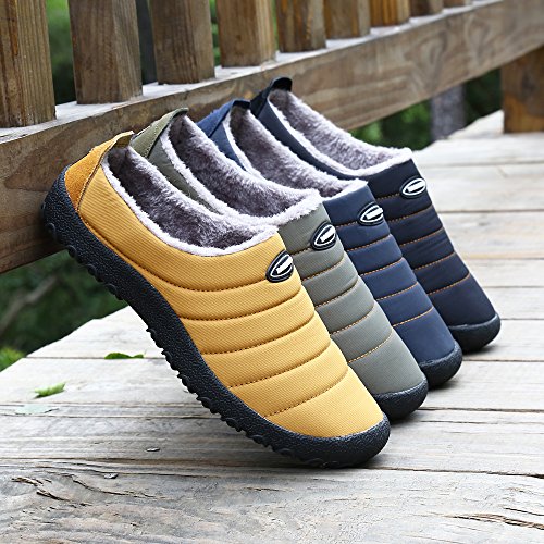 Zapatillas de Estar por Casa Mujer Hombre, Invierno Zapatos de Casa con Forro de Cálido - Cálidas y Cómodas - con Suela Antideslizante para Exterior e Interior,Amarillo 43