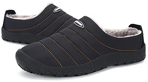 Zapatillas de Estar por Casa Mujer Hombre, Invierno Zapatos de Casa con Forro de Cálido - Cálidas y Cómodas - con Suela Antideslizante para Exterior e Interior,Negro 44