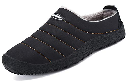 Zapatillas de Estar por Casa Mujer Hombre, Invierno Zapatos de Casa con Forro de Cálido - Cálidas y Cómodas - con Suela Antideslizante para Exterior e Interior,Negro 44