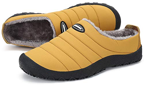 Zapatillas de Estar por Casa Mujer Hombre, Invierno Zapatos de Casa con Forro de Cálido - Cálidas y Cómodas - con Suela Antideslizante para Exterior e Interior,Amarillo 43