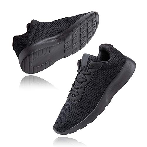 Zapatillas de Running Hombre Mujer Deportivas Casual Gimnasio Zapatos Ligero Transpirable Sneakers Negro 44 EU