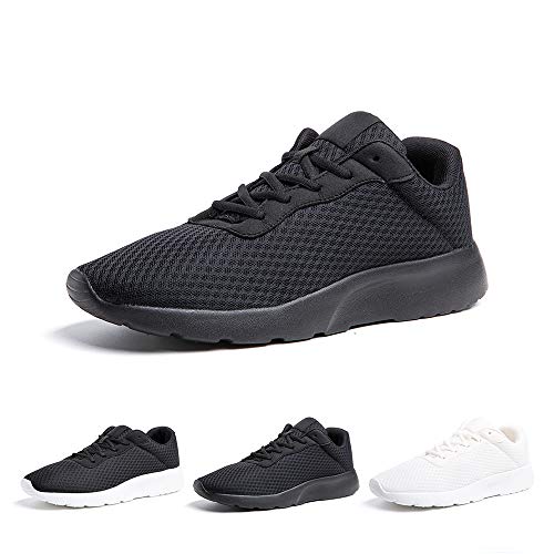 Zapatillas de Running Hombre Mujer Deportivas Casual Gimnasio Zapatos Ligero Transpirable Sneakers Negro 44 EU