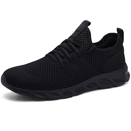 Zapatillas de Running para Hombre Casual Tenis Asfalto Zapatos Deporte Fitness Gym Correr Gimnasio Deportives Transpirables Seguridad Atlético Trekking Bambas Plataform Sneakers Negro 43 EU