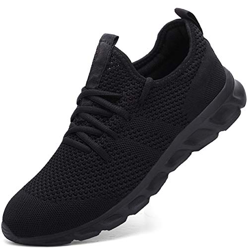 Zapatillas de Running para Hombre Casual Tenis Asfalto Zapatos Deporte Fitness Gym Correr Gimnasio Deportives Transpirables Seguridad Atlético Trekking Bambas Plataform Sneakers Negro 43 EU