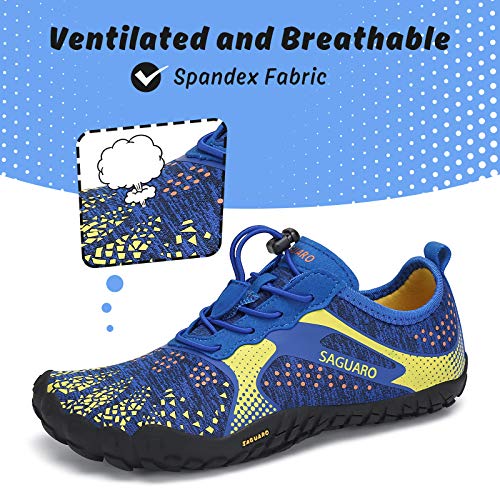 Zapatillas de Trail Running Minimalistas Barefoot Niño Niña Zapatillas de Deporte Exterior Interior Azul, Gr.30