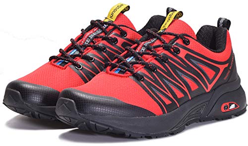 Zapatillas de Trail Running para Hombre Mujer Zapatillas Deporte Zapatos para Correr Gimnasio Sneakers Deportivas - Rojo D - 42 EU