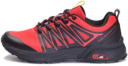 Zapatillas de Trail Running para Hombre Mujer Zapatillas Deporte Zapatos para Correr Gimnasio Sneakers Deportivas - Rojo D - 42 EU