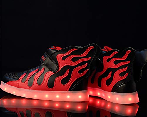 Zapatillas Deportivas LED niño/niña, Luces LED de Movimiento de Flash Variable de 7 Colores se Pueden Cargar a través de un Cable USB. Llamas y alas - diseño