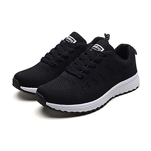 Zapatillas Deportivas Mujer Sneakers Zapatos para Correr para Niña Mujeres Running Zapatos Casuales de Mujer Ligero Respirable Atarse Negro Talla 36