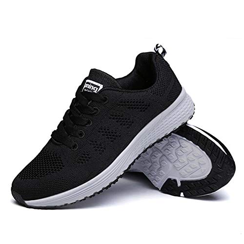 Zapatillas Deportivas Mujer Sneakers Zapatos para Correr para Niña Mujeres Running Zapatos Casuales de Mujer Ligero Respirable Atarse Negro Talla 36