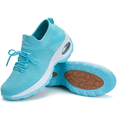 Zapatillas Deportivas Mujer Zapatos de Correr Running Ligero Calzado Casual Aumentar Más Altos Sneakers Azul Cielo C, Gr.40 EU