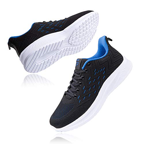 Zapatillas Running Hombre Bambas Zapatos para Correr y Asfalto Aire Libre y Deportes Calzado Casual Tenis Outdoor Gimnasio Sneakers Negro Gris Azul Número 38-48 EU Azul 45