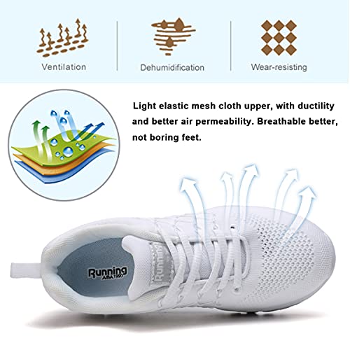 Zapatillas Running Hombre Mujer Deportivas Air Zapatos Deportivos Transpirables Sneakers Calzado Deporte Correr Gimnasio Aire Libre Tenis Asfalto Negro Blanco 877Blanco 38