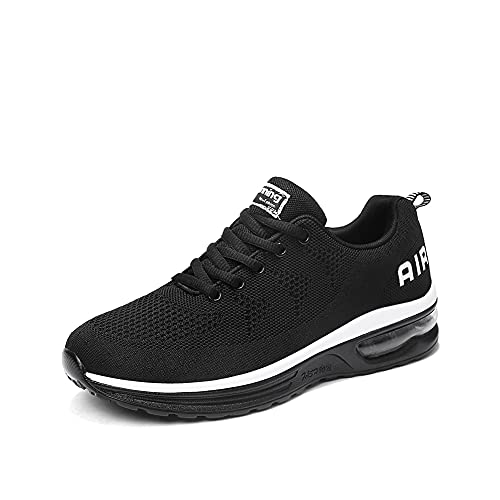 Zapatillas Running Hombre Mujer Deportivas Air Zapatos Deportivos Transpirables Sneakers Calzado Deporte Correr Gimnasio Aire Libre Tenis Asfalto Negro Blanco 835BlancoNegro 43