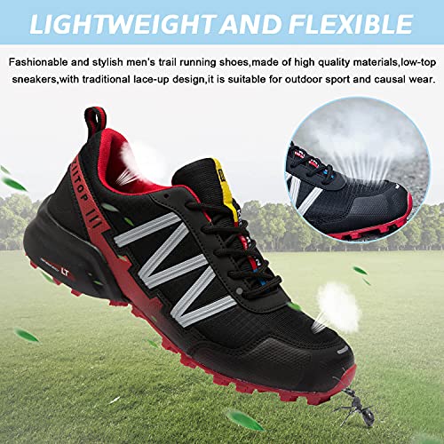 Zapatillas Trail Running Hombre Impermeables Zapatillas Trekking Hombre Zapatos de Senderismo Ligeras Deportivas Zapatos para Correr Gimnasio Sneaker Negro Rojo 42 EU