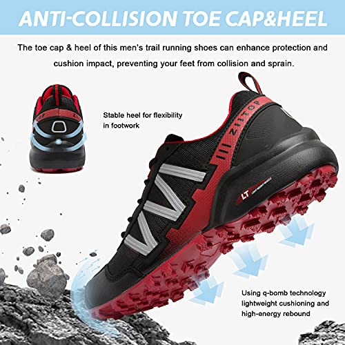 Zapatillas Trail Running Hombre Impermeables Zapatillas Trekking Hombre Zapatos de Senderismo Ligeras Deportivas Zapatos para Correr Gimnasio Sneaker Negro Rojo 42 EU