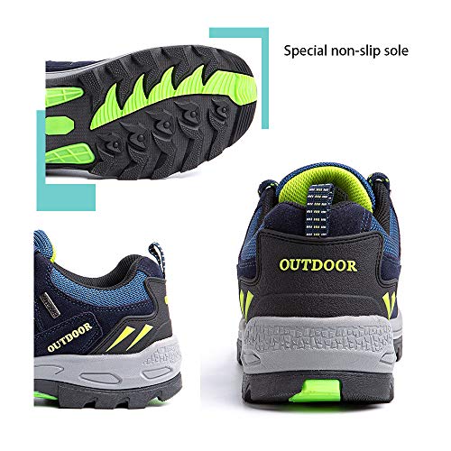 Zapatillas Trekking Hombre Antideslizantes Zapatos de Senderismo Transpirable Botas Montaña Bajas al Aire Libre 1 Azul Talla 44 EU