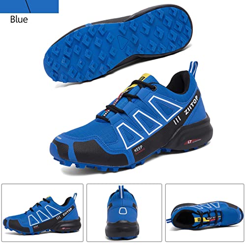 Zapatillas Trekking Hombre Impermeable Zapatillas Trail Running Hombre Ligero Antideslizantes Zapatos de Senderismo Hombre Zapatillas Correr Calzado Deporte Azul 42 EU